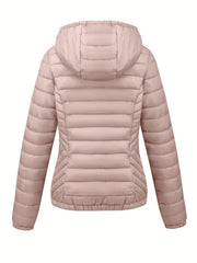 Women's Autumn/Winter Simple Lightweight Hooded Commuter Padded Coat with Pockets