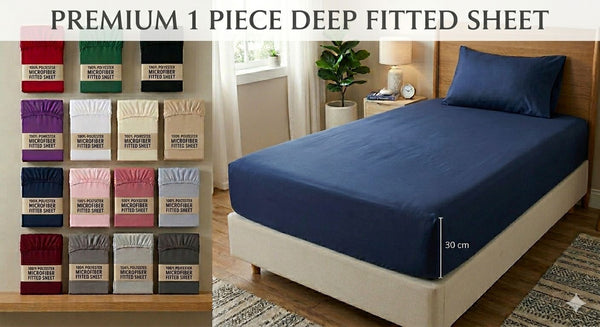 Extra Deep Fitted Sheets 30cm deep pocket with Elastic Cornes For Perfect Mattress Fit, Available in Single,Double, King,& SuperKing Size