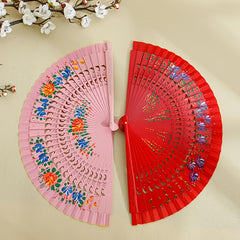 1pc Spanish Wooden Folding Hand Held Dance Fan Flower Pattern Party Wedding Gifts