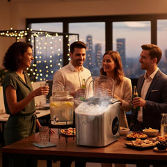Stainless Steel/Black Ice Maker Machine - Fast Ice, Dual Size Self Cleaning Portable Ice Maker