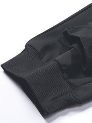 Three-pc Men's Solid Color Plain Elastic Waistband Drawstring Ribbed Cuffed Casual Jogger Pants, Men's Dress Administrative Trousers