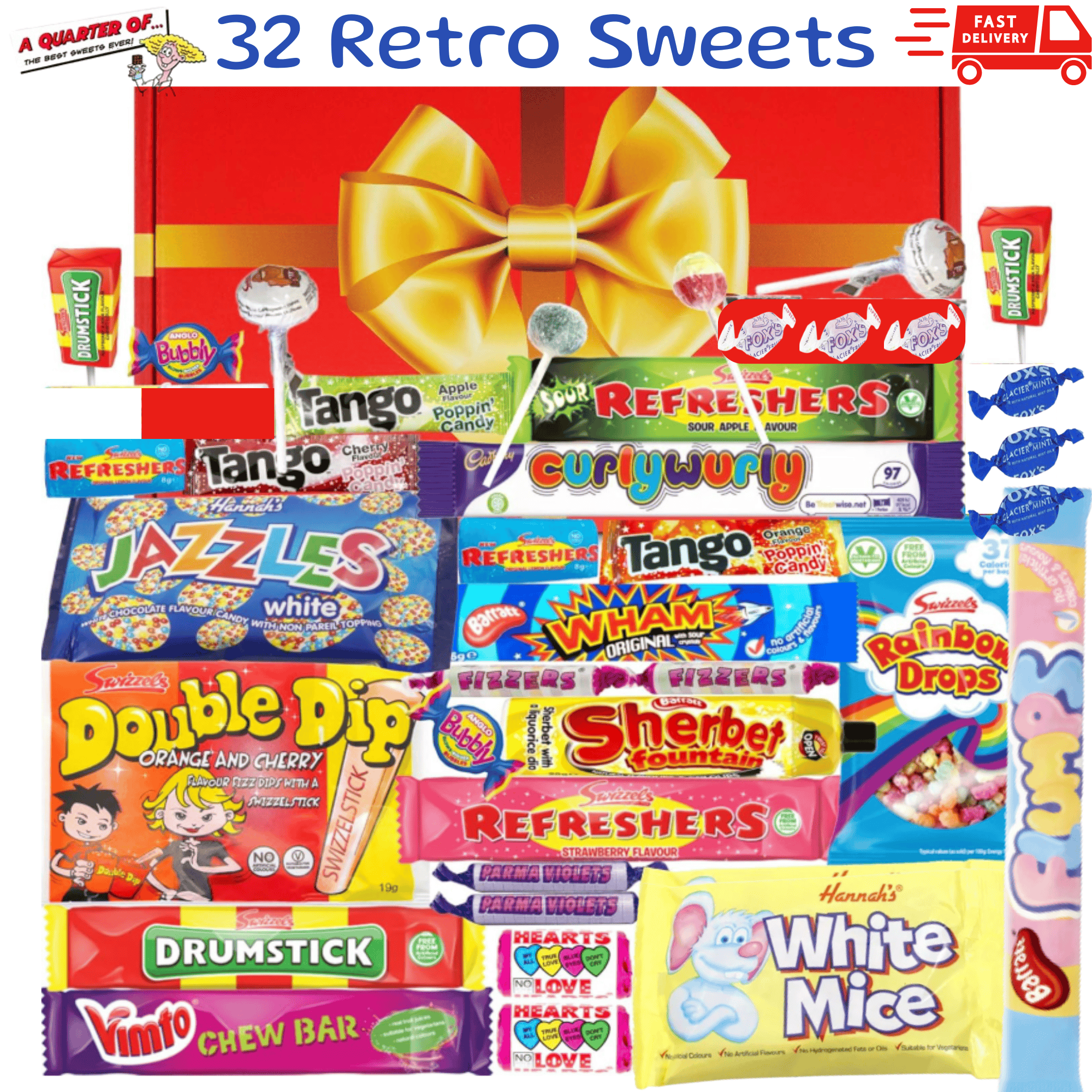 Bumper Retro Sweets Gift Box: Gorgeous Fun Old Fashioned Retro Pick & Mix Sweet Hamper Selection. A Perfect Present For Men, Women & Kids At Birthdays, Congratulation and Father's Day