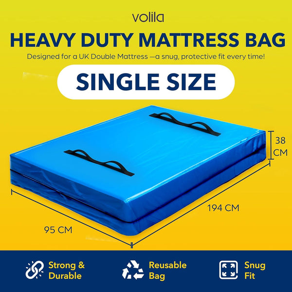 Mattress Bag for Moving - Reusable Waterproof Mattress Cover, Heavy Duty Mattress Bag for Storage and Protecting Beds from Stains, Dust, and Pests - (150gsm)