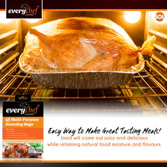 48 Pack Oven Roasting Bags with Ties | 38 x 25cm Heat-Resistant Cooking Bags | Food Safe Oven Bags for Chicken, Turkey, Meat, Fish & Vegetables | Multipurpose Baking, Steaming, Roasting & Grilling Bags for Meal Prep