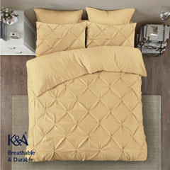 K&A® Pintuck Pinch Pleat Duvet Cover Set with Zipper Closure including Pillowcase – Ultrasoft Brushed Microfiber – Easy Care & Machine Washable