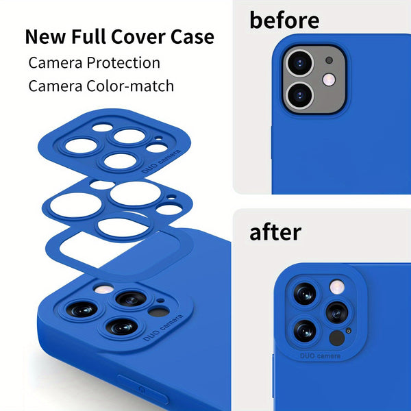 Matte Silicone Phone Case For iPhone 15 14 13 12 11 Pro Max XR XS X 8 7 14 15 Plus SE 2020 Camera Lens Portector Soft Cover