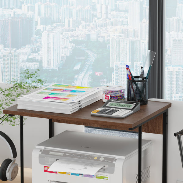 2-Tier Microwave Oven Shelf Stand, Kitchen Countertop Storage Rack Spices Rack Freestanding, Home Office Printer Stand Multifunctional Unit Shelving Wood Top Metal Frame