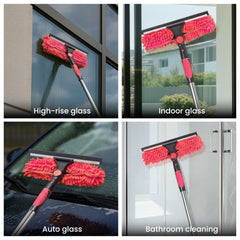 4M Window Squeegee Set Glass Cleaning Tool with Extension Poles & Washer for Indoor and Outdoor Use