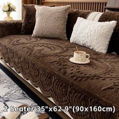 1pc Heavy-Duty Sofa Cover - Beige Floral & Leaf pattern, Non-Slip Couch Protector with Pet-Friendly One-Piece Design, Machine Washable for Living Room, Bedroom, Office - Fits Most Single/Double/Three/Four-Seater Sofas - Modern Home Decor, Sofa for Living