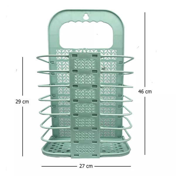 Lizzy 2pc Laundry Hamper Foldable | Family Slim Reusable Plastic Laundry Clothes Washing Hamper Bin Collapsible Waterproof Clothes Storage Basket (White, Large)