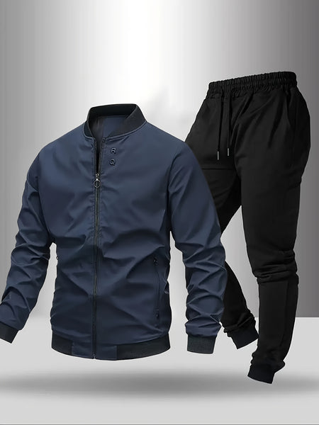 [Maigiqi] Casual Set Men'S Spring Autumn Easy Athletic Two-Piece Outfit Polo Collar Jacket
