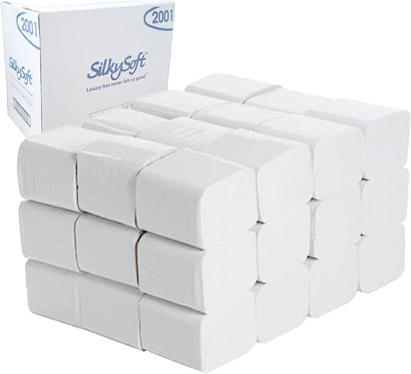 2 Ply Premium Bulk Pack Toilet Tissue Rolls, Soft, Strong and Absorbent Bulk Pack Paper White Dispenser Toilet Paper Fragrance Free Folded 9000 Sheets