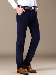 Men's Four-Season Corduroy Slim Fit Straight-Leg Casual Trousers