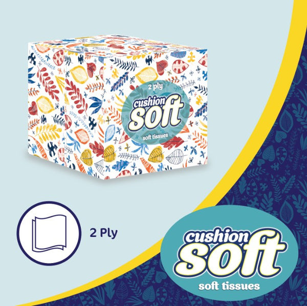 Cushion Soft 2-Ply Facial Tissues 24 Pack 100 Sheets per Box Regular Cube
