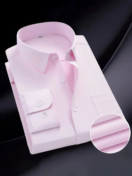 1+2, Three-Piece Solid Color Button- Shirt, Men'S Everyday Basic Shirt, Long-Sleeved Shirt with Pockets, Casual Shirt, Business Shirt, Blend, Soft And Comfortable