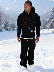 Men'S Casual Athletic Warm 2pcs Set, Winter Hooded Sweatshirt And Jogger Pants, Outdoor Fitness Running Hooded Sweatshirt And Athletic Pants Outfit, Suitable for Fall Winter Leisure Activities