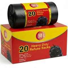 EXTRA STRONG HEAVY DUTY BLACK BIN LINERS RUBBISH BAGS WASTE REFUSE GARBAGE SACKS