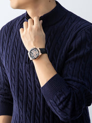 Christmas Gift for Men, New Twist Zipper Collar Pullover Sweater, Autumn And Winter Style, with Velvet, Thickened, Warm And Cold-Resistant, Can Be Worn Inside Or Outside, Casual And Versatile Essential, Knit