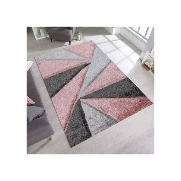Luxury Soft Shaggy Area Rug – Modern Non-Shedding Geometric Triangles Design, High-Pile Plush Living Room Carpets, Large Thick Rug for Bedroom, Kitchen, Lounge & Home Décor – Contemporary Floor Rug & Mats
