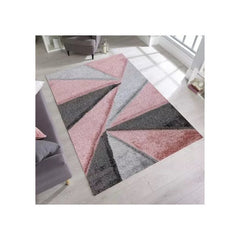 Luxury Soft Shaggy Area Rug – Modern Non-Shedding Geometric Triangles Design, High-Pile Plush Living Room Carpets, Large Thick Rug for Bedroom, Kitchen, Lounge & Home Décor – Contemporary Floor Rug & Mats