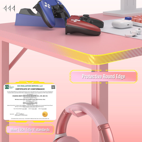 L Shaped Gaming Desk with Power Outlets Corner Computer Desk 110x80CM with Shelves Headphone Hook PC Table Workstation for Home Office Bedroom
