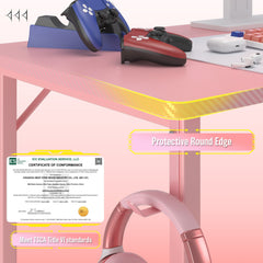 L Shaped Gaming Desk with Power Outlets Corner Computer Desk 110x80CM with Shelves Headphone Hook PC Table Workstation for Home Office Bedroom