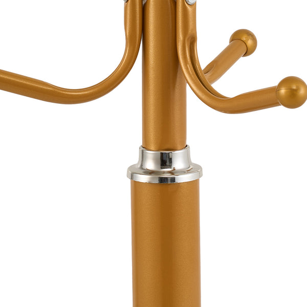 12-Hook Stylish Freestanding Coat Rack, Column-style Heavy Duty Metal Hat Stand with Solid Marble Base, 180cm Tall 4.7cm Thick Pole, Gold Black White Finish for Hallway, Office, Boutique Display