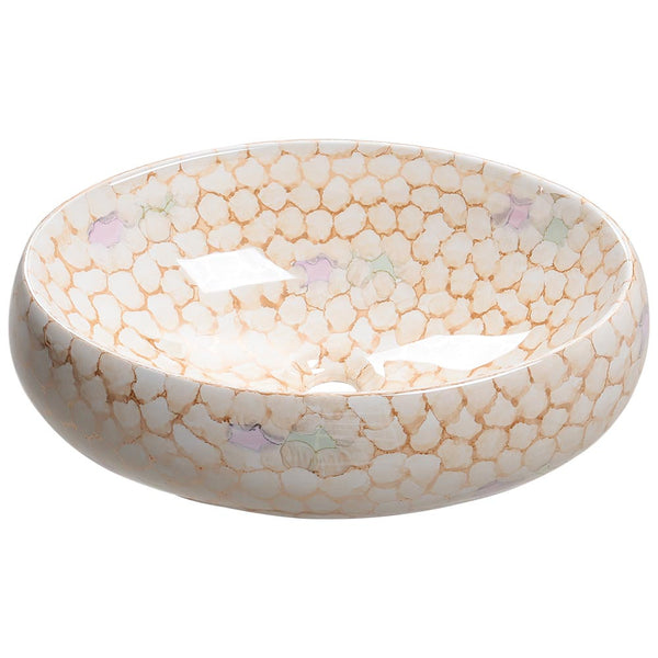 1pc Marble Texture Bathroom Sink, Oval Cloakroom Ceramic Washbasin Countertop Basin Handmade Sink Washing Bowl for Living Room, Bedroom, Laundry, Office, Washroom, Toilet, Vanity Cabinet, Easy To Clean, 48x34x14.5cm