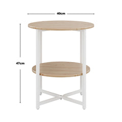 2-Tier Round Side Table - Multi-Level Storage Coffee Table for Plants/Lamps, Space-Saving Sofa/Bedside Organizer (15.75×15.75×18.5