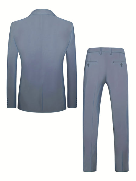 Fashion Men's Leisure Boutique Slim Fit Light Business Suit Set, Wedding Ball Dress Jacket + Vest + Pants 3pcs Suit.