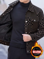 Men's Checkered Jacket with Lapel