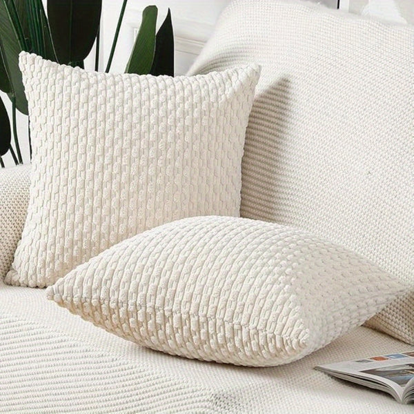 Set of 2 Luxury Corduroy Throw Pillow with Pillow Inserts, 18