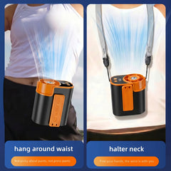 Wearable Air Conditioning Fan - USB Rechargeable, Intelligent 5-Speed High-Speed Fan, Fast Cooling, 5000Mah Battery with Super Long Battery Life, Built-In Flashlight, Ideal for Outdoor Camping, Sports, And Work