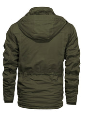 Men'S Thick Mid-Length Jacket with a Hood, Winter Parka for Warmth, Suitable for Outdoor Casual Wear, Featuring a Zip And Multiple Pockets, with a Removable Hat