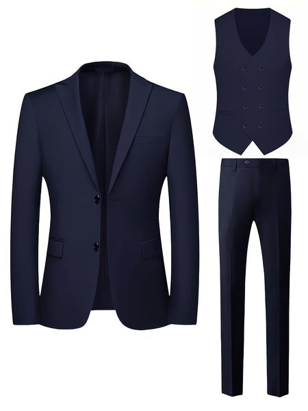 Men'S Suit 3pcs Set Formal Attire Blazer Trousers Vest Wedding Outfit Important Occasion Dress