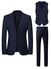 Men'S Suit 3pcs Set Formal Attire Blazer Trousers Vest Wedding Outfit Important Occasion Dress