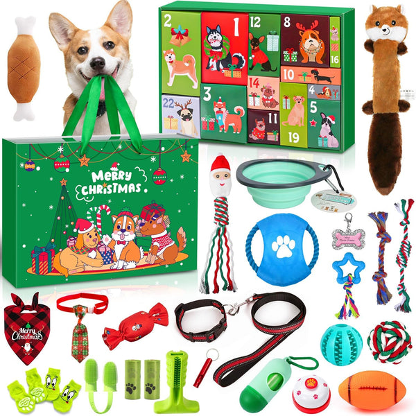 Izoel Cat Advent Calendar 2025 Christmas Interactive Toys for Indoor Christmas Gifts Collars Bow Tie Feather Toys Fish Fake Mouse Bell Balls for Cat Lover Gifts