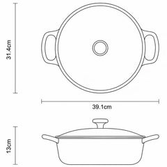 Tramontina Enamel Cast Iron Shallow Casserole Dish, 30Cm / 3.8L in Blue