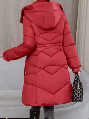 Women's Winter Coat - Thickened Warm Mid-Length Jacket with Front Zipper Closure, Waist-Hugging Fit, Side Pockets - Elegant Cold Weather Outerwear for Everyday & Formal Events - Ladies Winter Coats, Durable Warmth