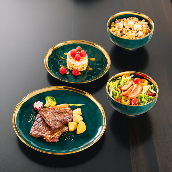 12pcs Porcelain Dinnerware Sets with Dinner Plate, Dessert Plates And Cereal Bowls, Service for 4