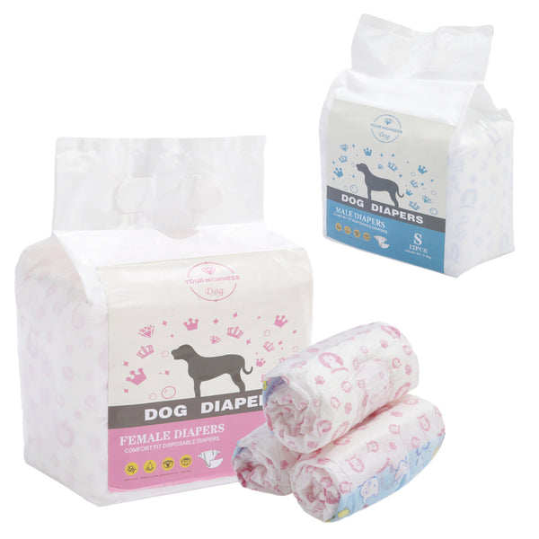 Dog Nappies, 10 PCS Female Pet Dog Cat Nappies Set, Disposable Sanitary Wraps Panties for Dog 0.5 - 32kg, Nappies Super Absorbent, 5 Size Diapers for Urinary Incontinence Dog