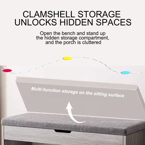 Shoe Storage Bench with Cushioned Seat - Shoe Rack Cabinet Organizer, Multi-Tier Storage Unit with Padded Seat for Hallway, Bedroom, UK Home