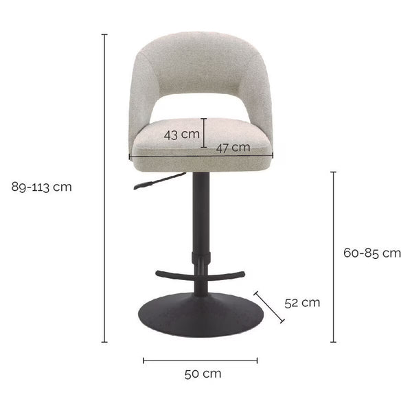 Kobe Grey Fabric Gas Lift Bar Stool