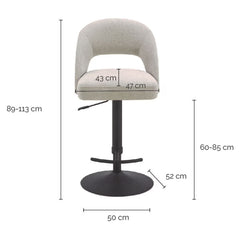 Kobe Grey Fabric Gas Lift Bar Stool