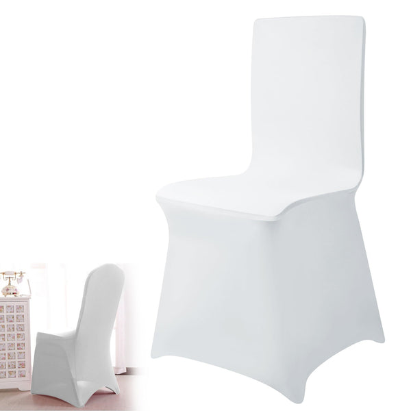 50/100pcs Elegant White Stretch Chair Covers With Bowknot | Polyester And Elastane Blend, Elastic-Band Closure, Classic Style For Weddings & Parties
