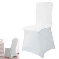 50/100pcs Elegant White Stretch Chair Covers With Bowknot | Polyester And Elastane Blend, Elastic-Band Closure, Classic Style For Weddings & Parties