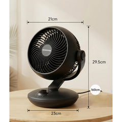 Desktop Air Circulator Fan, Quiet Three-Speed Desktop Fan, 80° Oscillation, 100° Adjustable Tilt, 12-Meter Long-Distance Air Delivery, Removable Front Cover, Black, Suitable for Bedroom/Office.