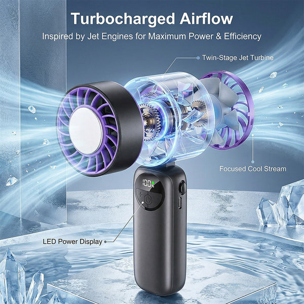 Portable Handheld Fan, 2-in-1 High-Speed Cooling Fan: Built-in Gel Ice Pack for summer, Perfect for Office, Travel & Outdoors