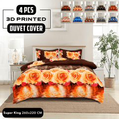 4pcs Printed Duvet Cover Set, Soft Comfortable Multi-design Printed Bedding Set, For Bedroom, Guest Room (1 Fitted sheet + 2 Pillowcases + Without Core) Trendy Design, Soft Fabric, Brushed Material, Lightweight