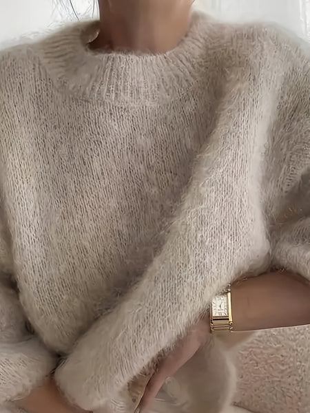 Women's Plush Sweater, High-Quality Alpaca Alpaca Material, Elegant Women's Wear, Essential for Outings, Comfortable and Fitted, Autumn and Winter